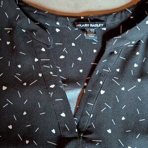 Hilary Radley Black Heart Print Blouse